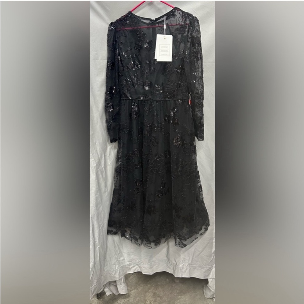 MacDuggal 67951 Embellished Illusion Long Sleeve midi dress